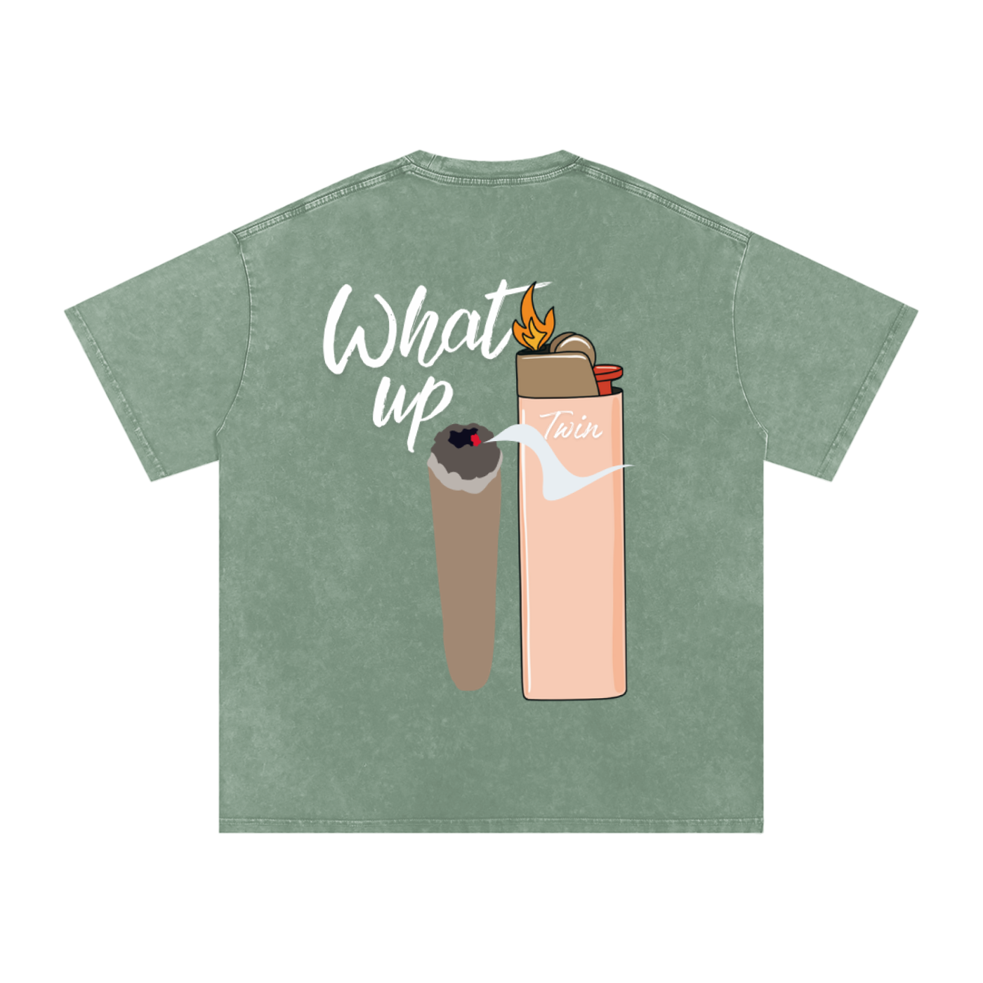 What up Twin Snow Washed Oversized Cotton T-Shirt