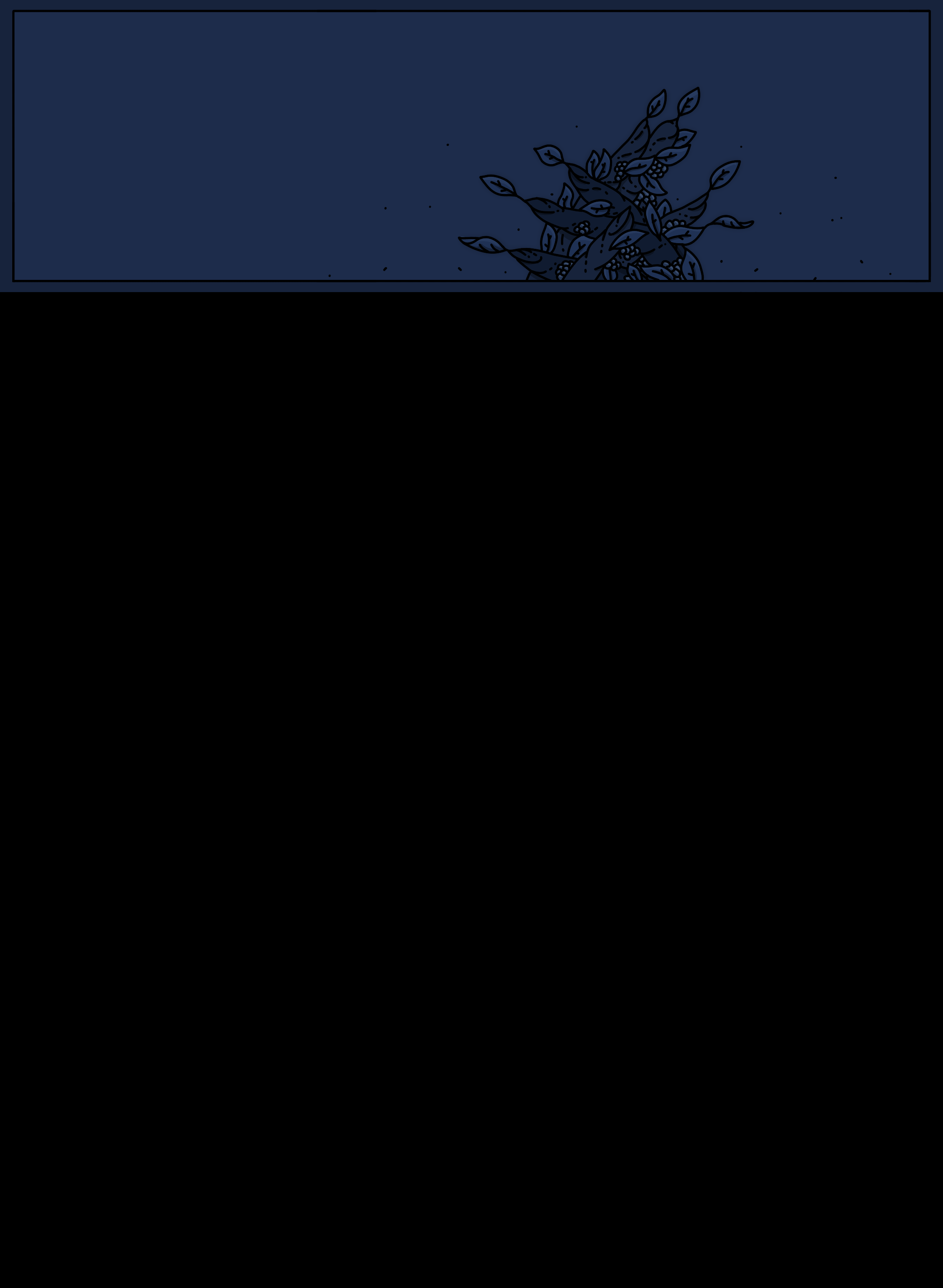 A digital illustration of a tree with numerous leaves and small berries on a dark background.