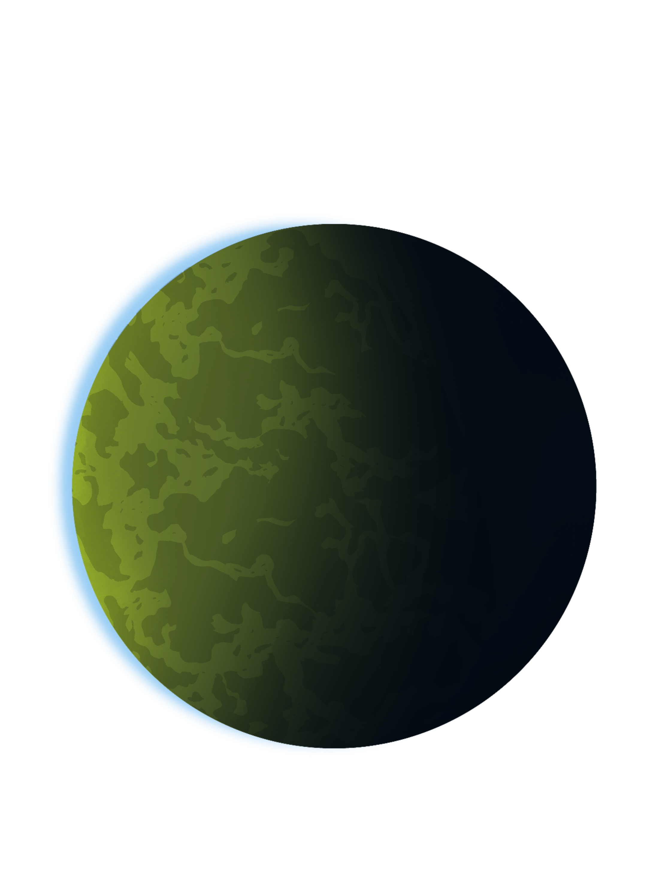 A digital illustration of Earth from space, showing the planet's surface and a glowing blue atmosphere.