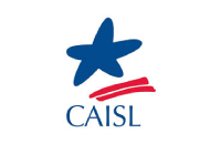 Logo of CAISL, featuring a blue star, red wavy lines, and the acronym CAISL beneath.