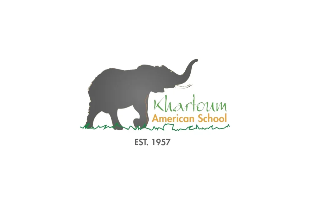 Logo of Khartoum American School featuring a silhouette of an elephant, with the school name and establishment year 1957.