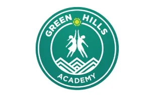 Logo of Green Hills Academy featuring a green circular emblem with the academy's name and a stylized depiction of hills and two trees in the center.