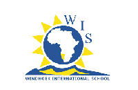 Logo of Wendohek International School featuring a globe with Africa highlighted, surrounded by yellow rays, and the school's name underneath