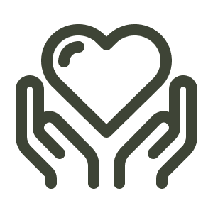 Two hands holding a heart with a smaller heart inside it.