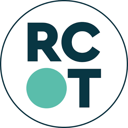 Logo with the letters 'RC' and 'T' and a teal circle in a black-outlined white circle.