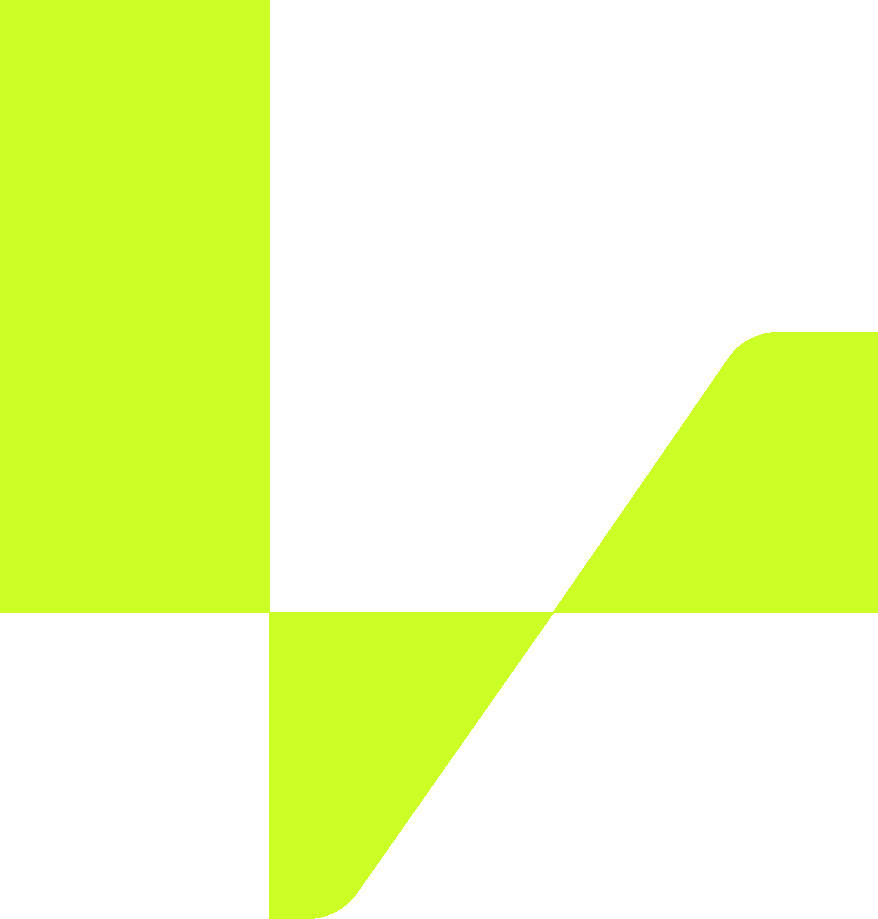 A geometric abstract design with black and bright yellow-green sections, forming a symmetrical pattern with a diagonal division.