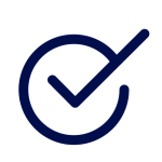 Blue checkmark inside a circle, indicating approval or verification.