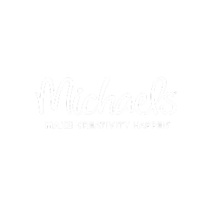 Michaels logo with the slogan 'Make Creativity Happen' on a black background.