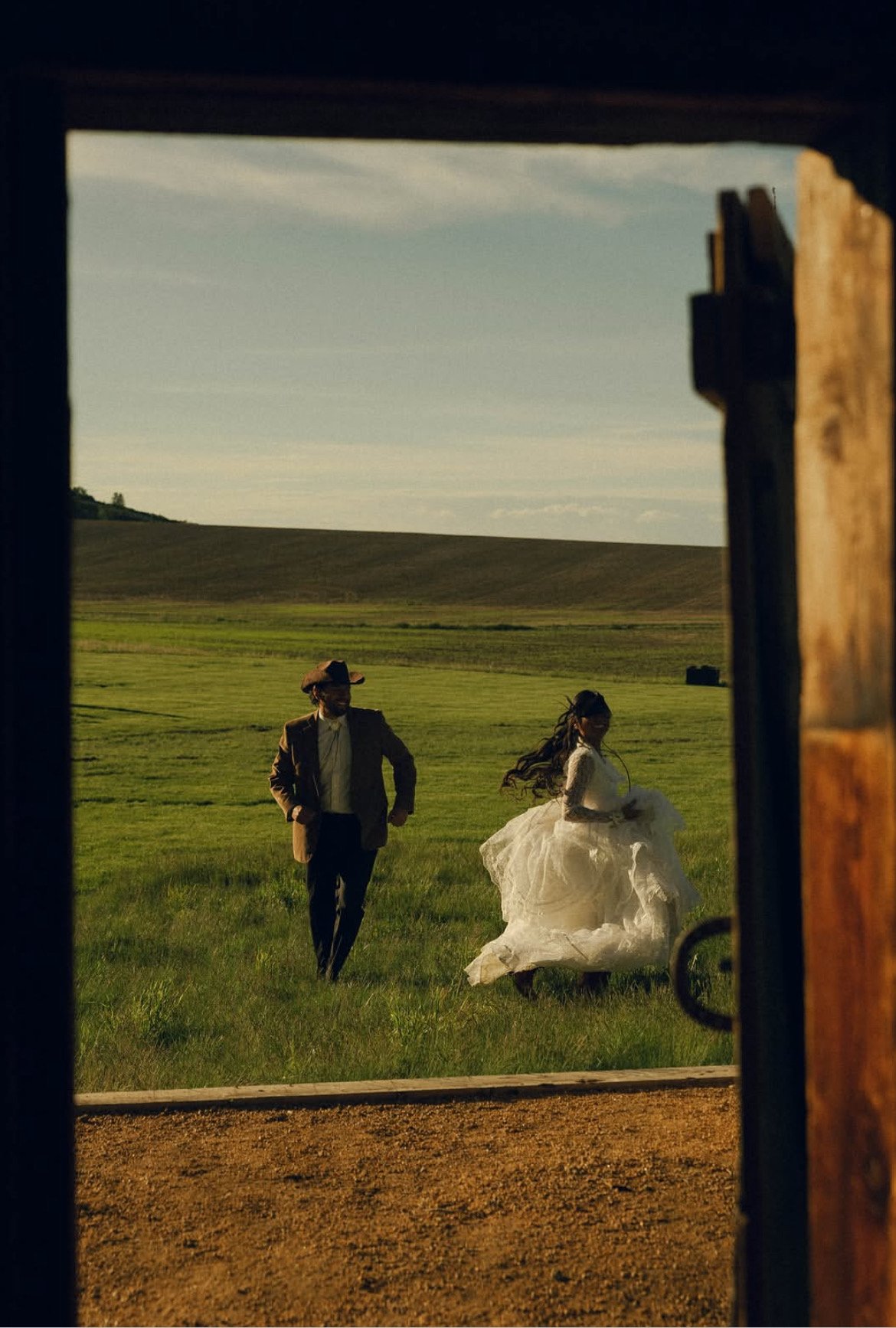 Running through the fields outside The Snug at Edelweiss Ranch.
