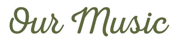 Text saying 'Our Music' with a dark background.