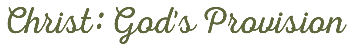 Text reading 'Christ: God's Provision' in stylized green font.