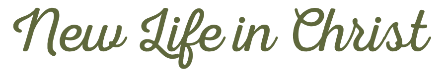 Text saying 'New Life in Christ' in green cursive font.