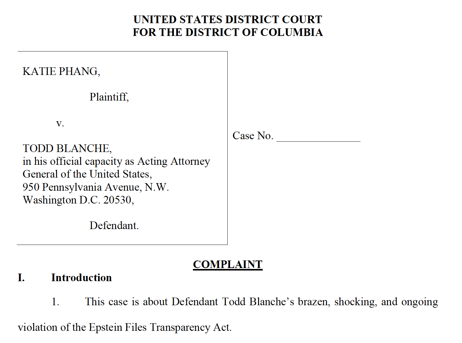 Public Integrity Project Sues Acting Attorney General For Failing to Produce Epstein Files