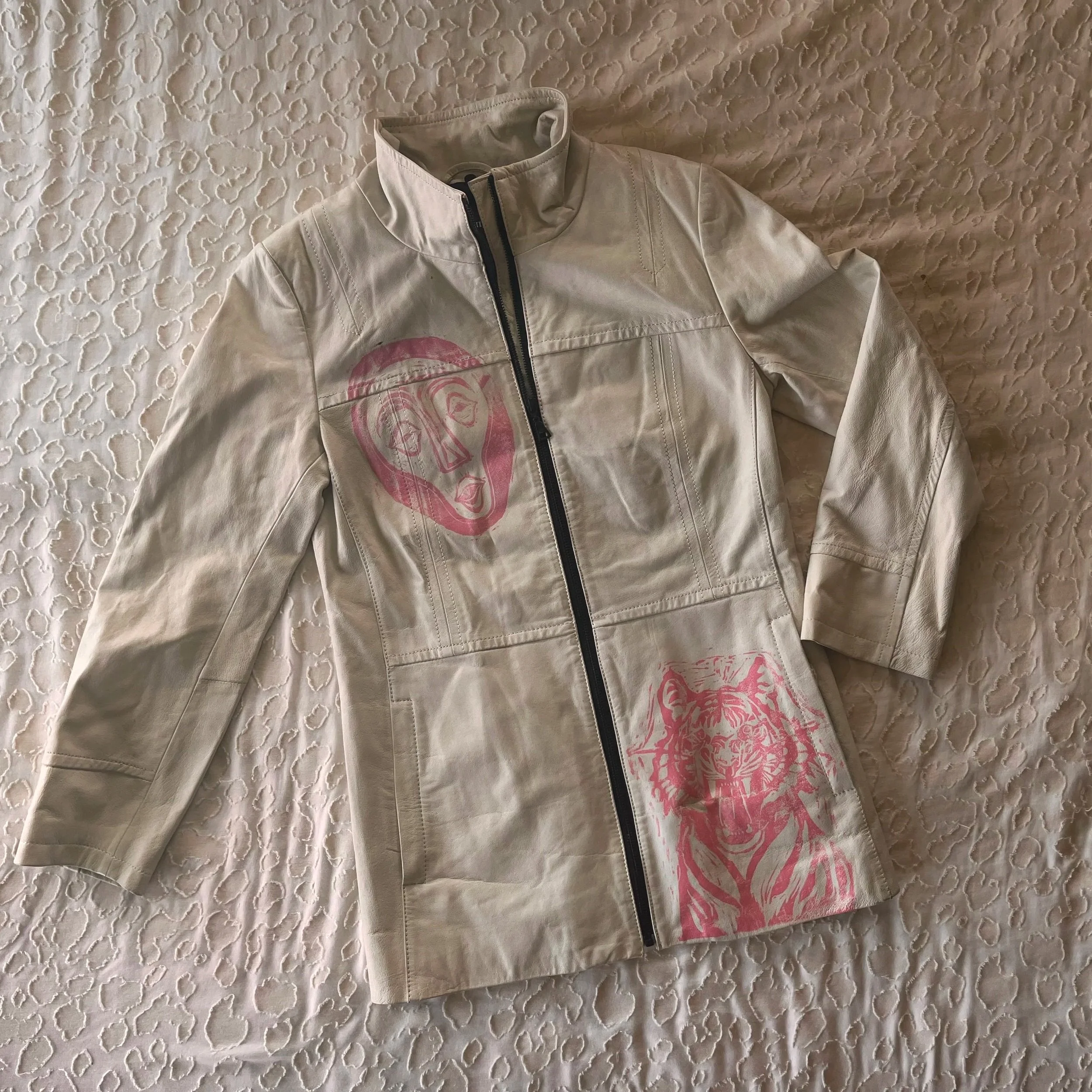 Pink&White Leather Jacket