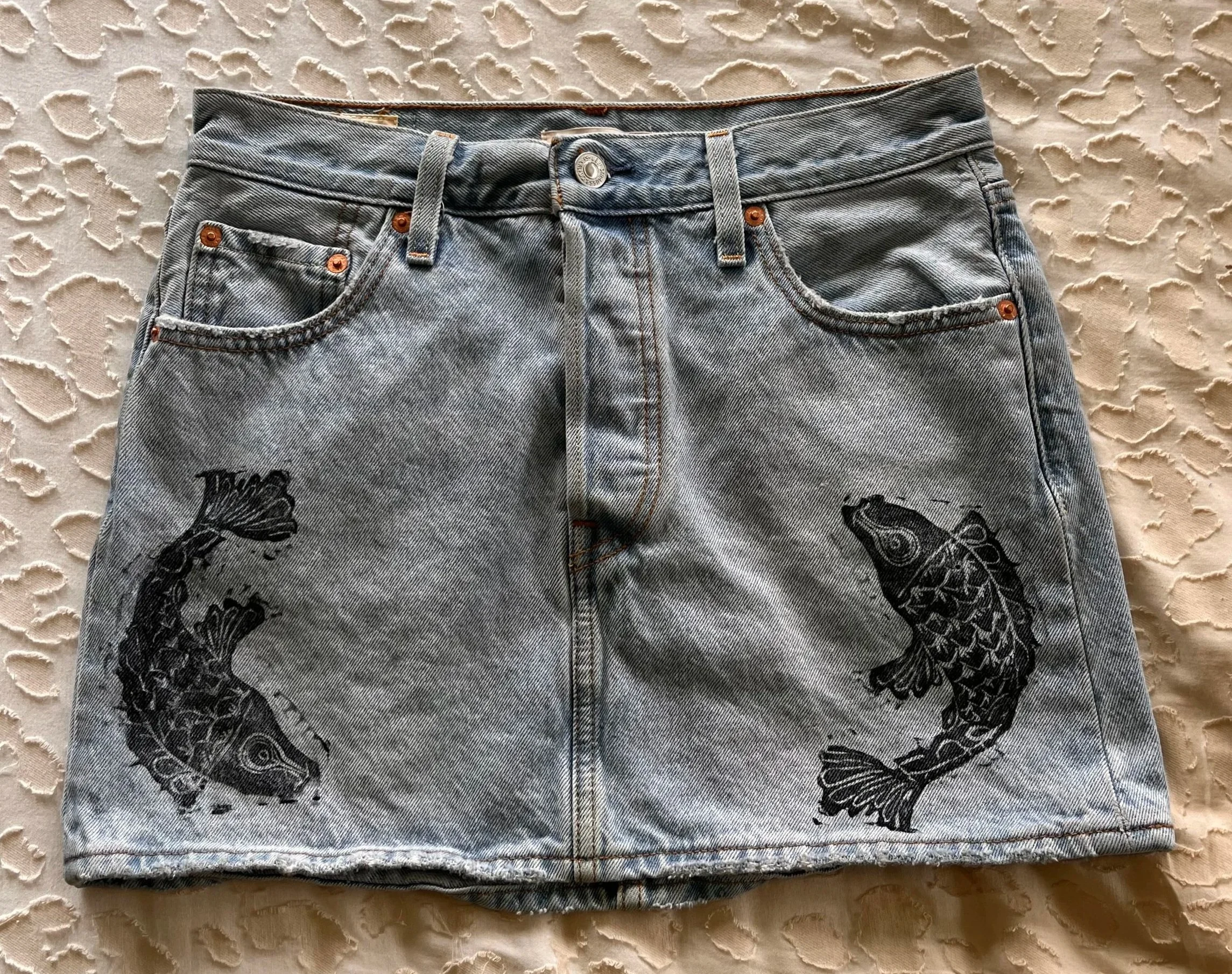 Fish Print Levi's Skirt