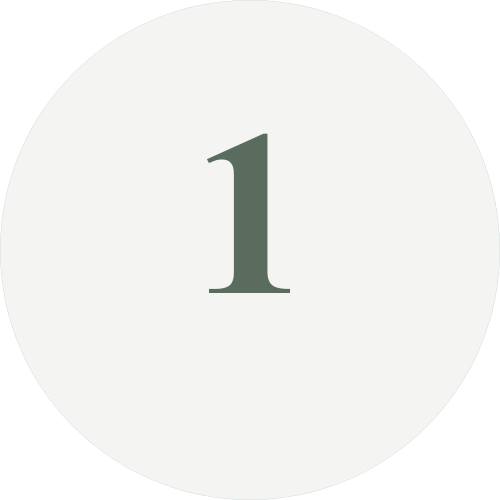 Number 1 inside a gray circle on a white background.