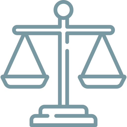Outline of balanced scales of justice symbol