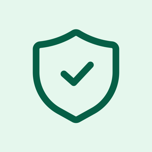 Icon of a shield with a check mark inside, symbolizing protection or security.