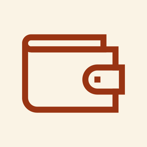 Icon of a brown wallet on a light background.