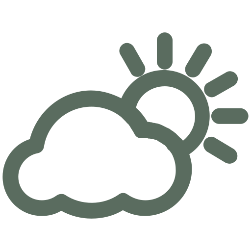 Weather icon showing partly cloudy skies with the sun peeking out behind clouds.