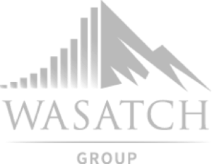 Logo with a stylized mountain and bar graph above the text 'WASATCH GROUP' in gray.