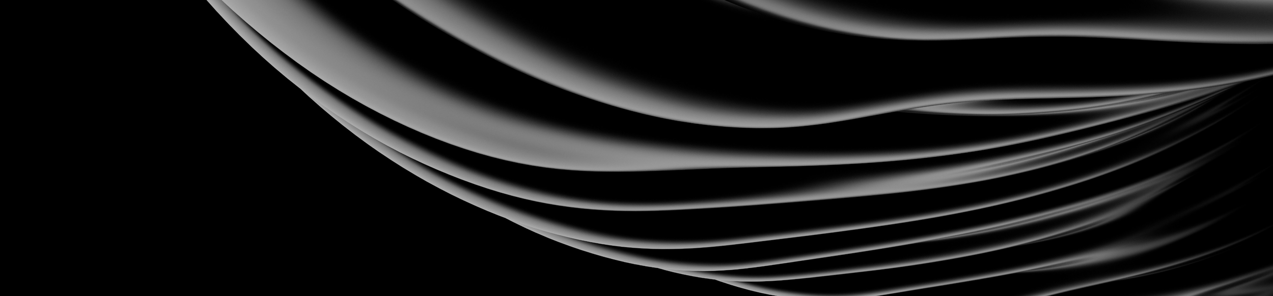 Abstract black background with curved gray lines creating a wave pattern.