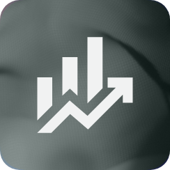 White graph with upward trending arrow on gray fabric background