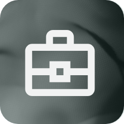 Icon of a white briefcase on a dark background