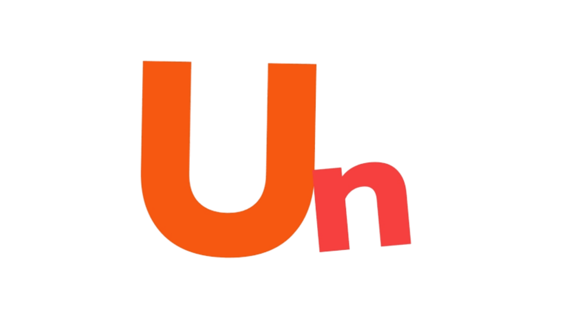 The image shows the letters 'Un' in large, bold, orange and pink font on a black background.