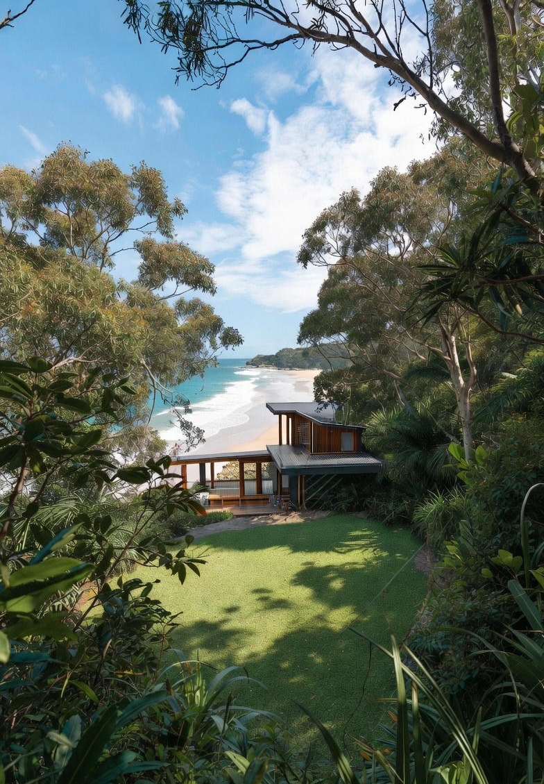 luxury MacMasters Beach house, premium lawn care. Eden Grounds and Gardens.