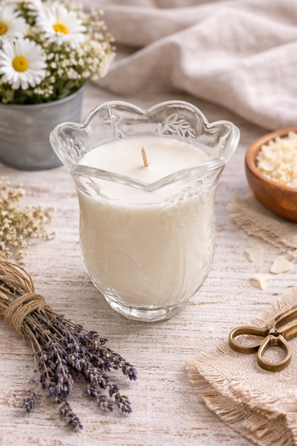 Upcycled Soy Candle in Vintage Glass $25