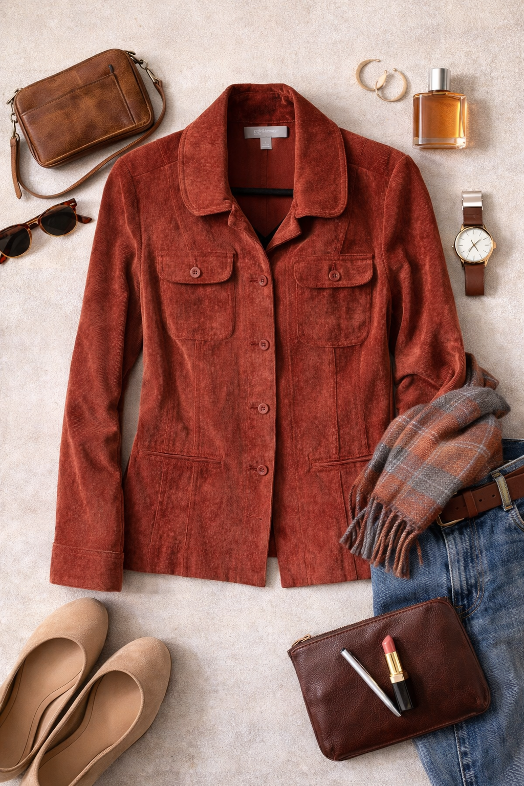 Croft and Barrow Red Corduroy Jacket L $40