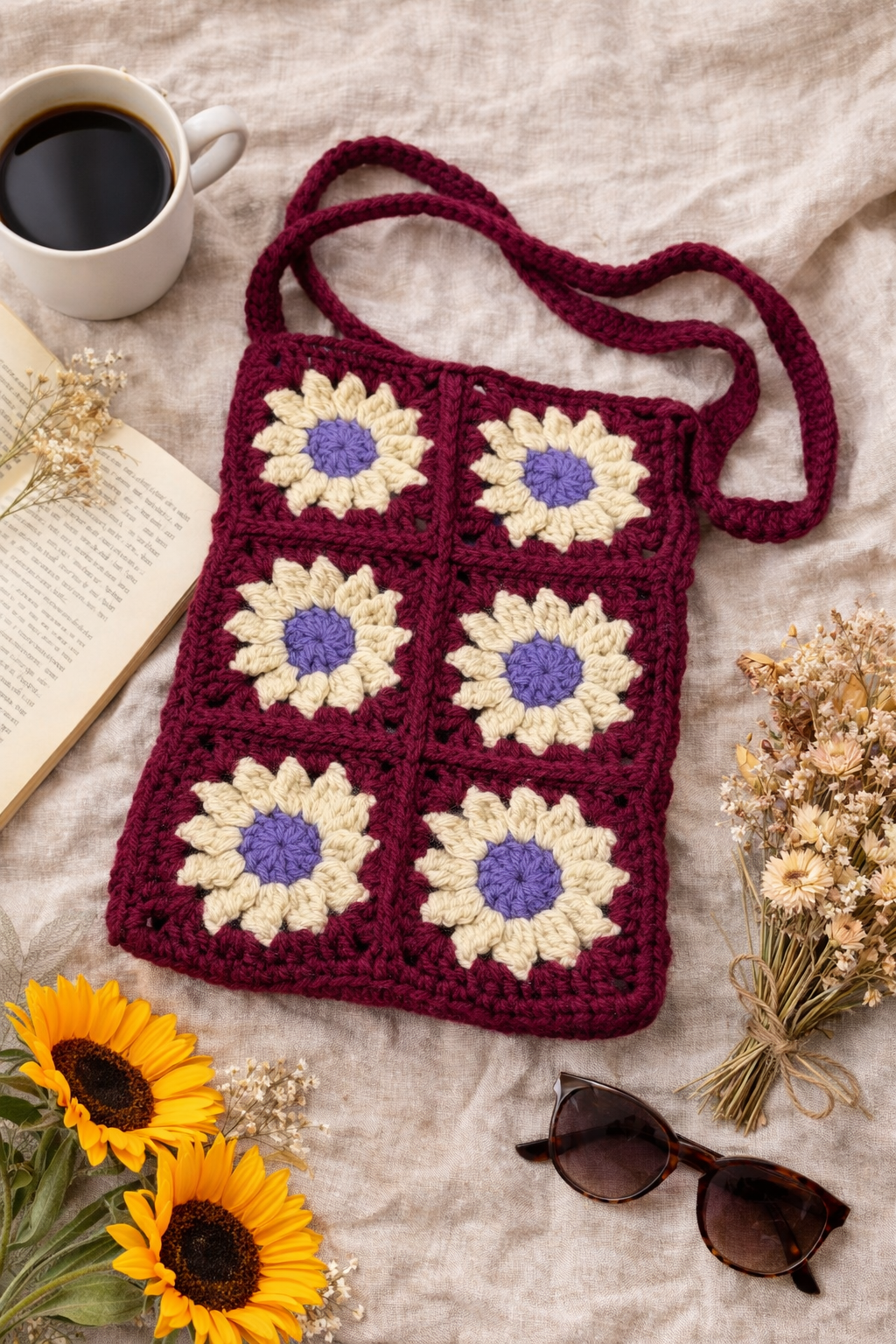 Handmade Granny Square Crochet Bag $25