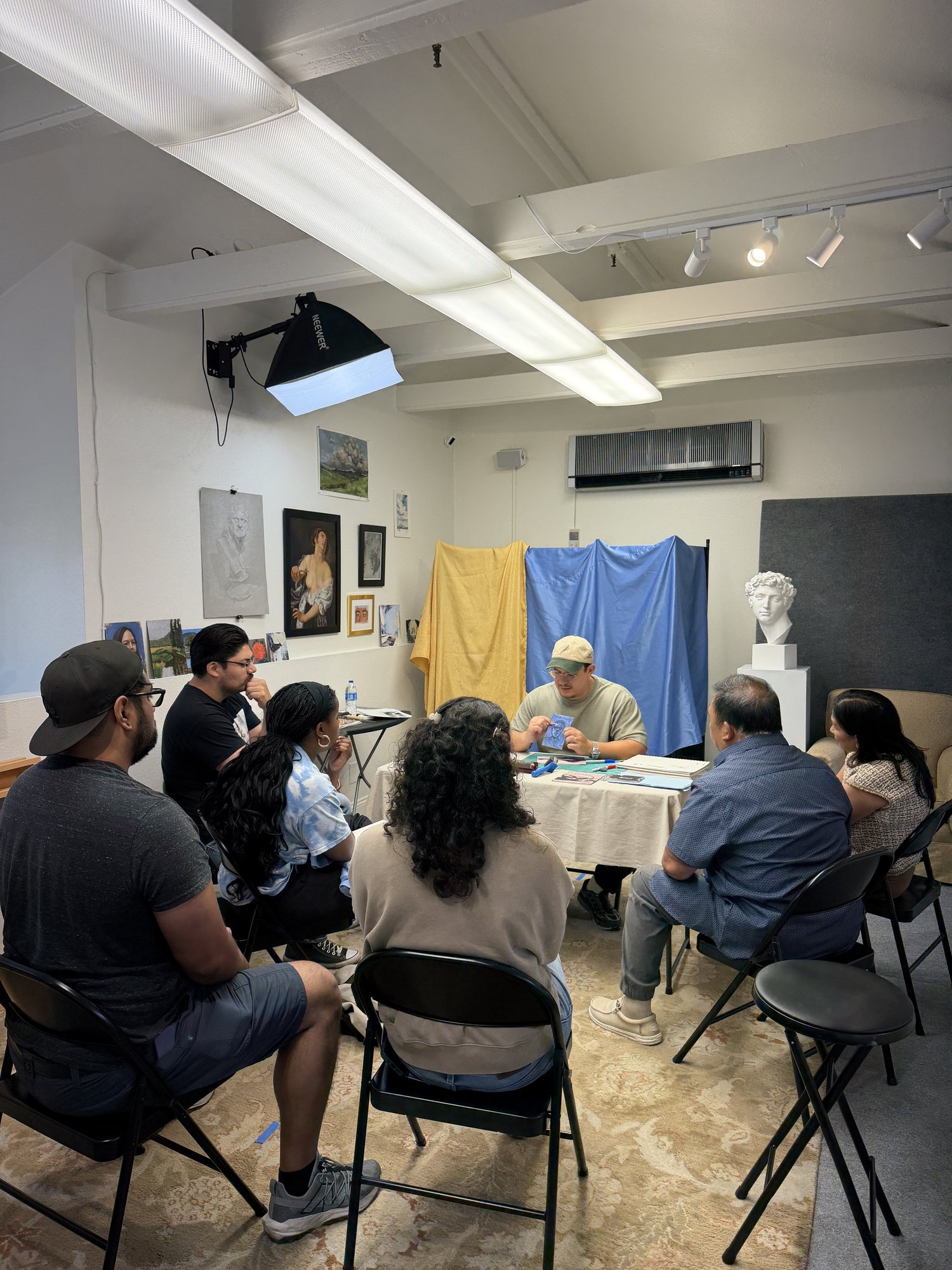 A group session in progress at The Art Studio Eleven