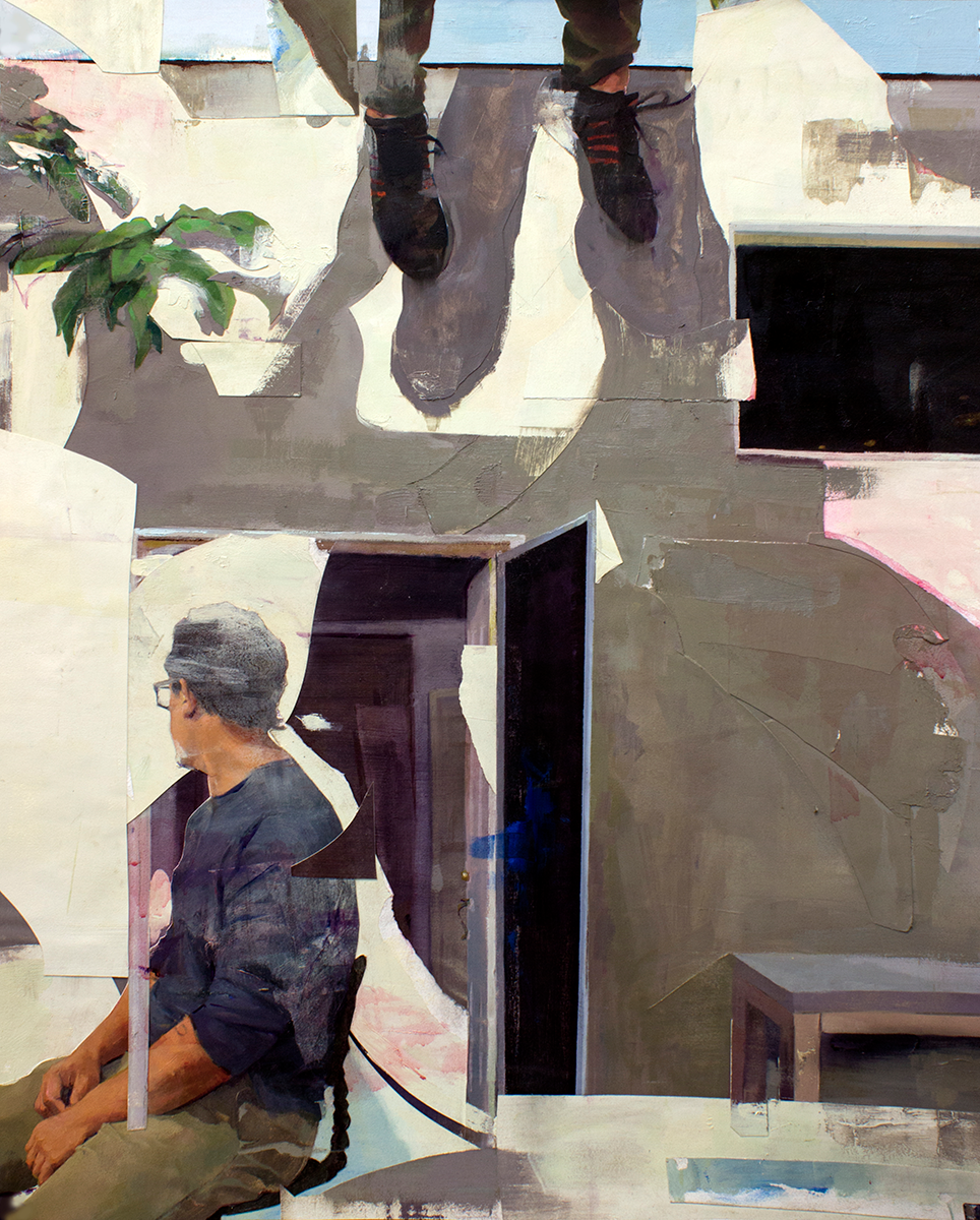 Jump: You will find out how to unfold your wings as you fall, Oil on Paper, 50x35in, 2020.