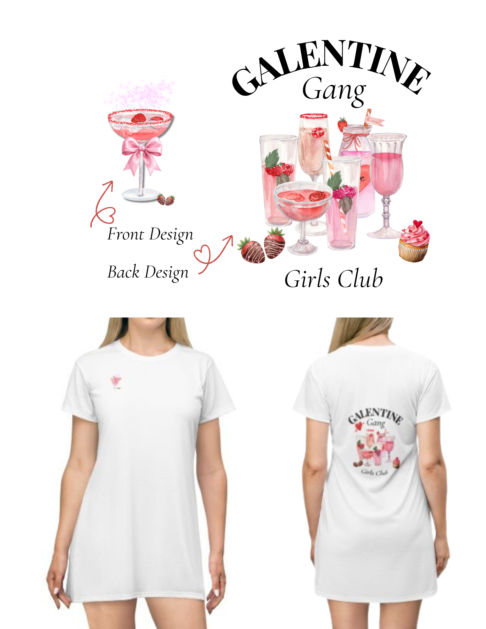 Galentine Girls Club T-Shirt Dress