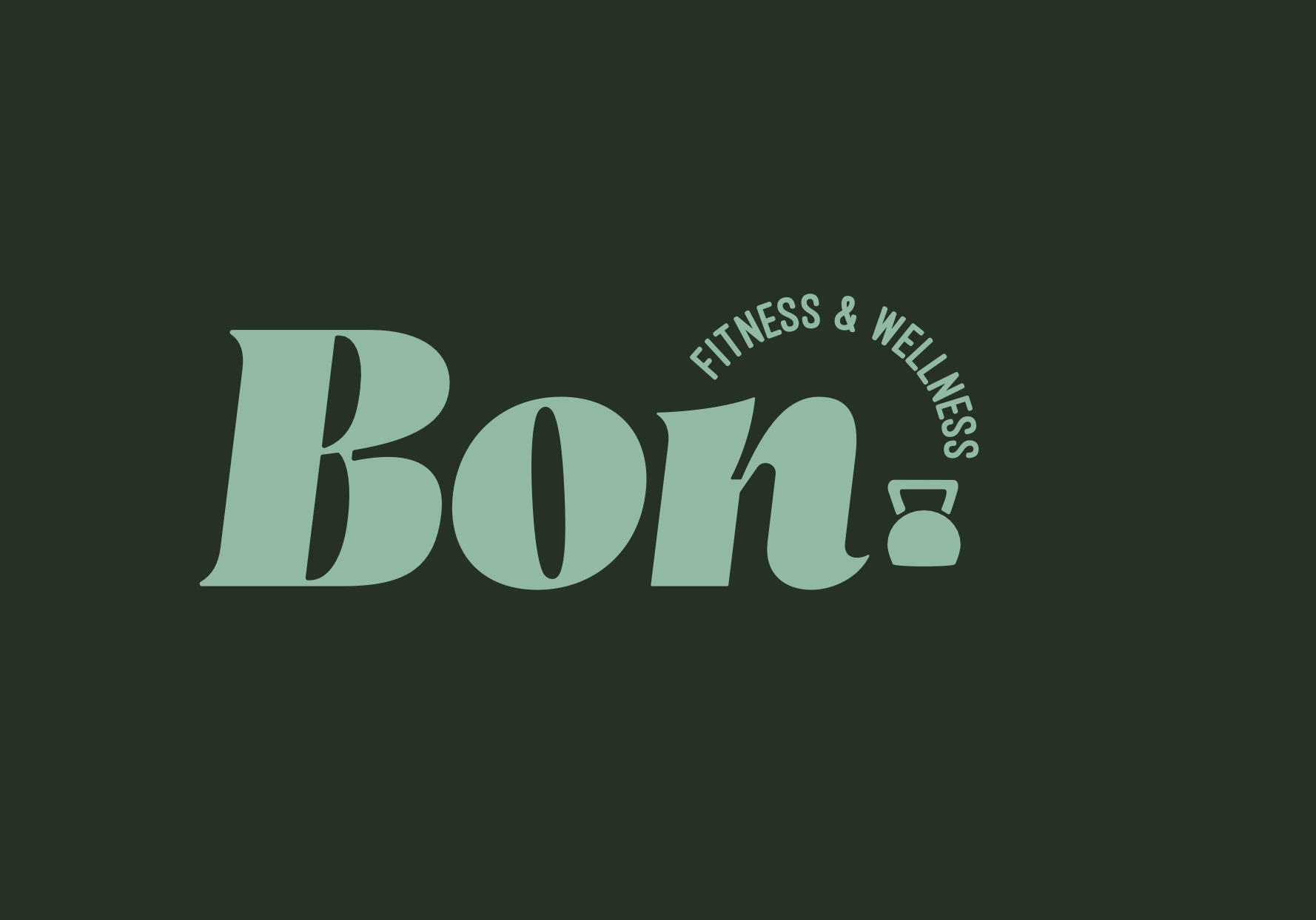 Logo for Bon Fitness & Wellness featuring the word 'Bon' and a kettlebell icon