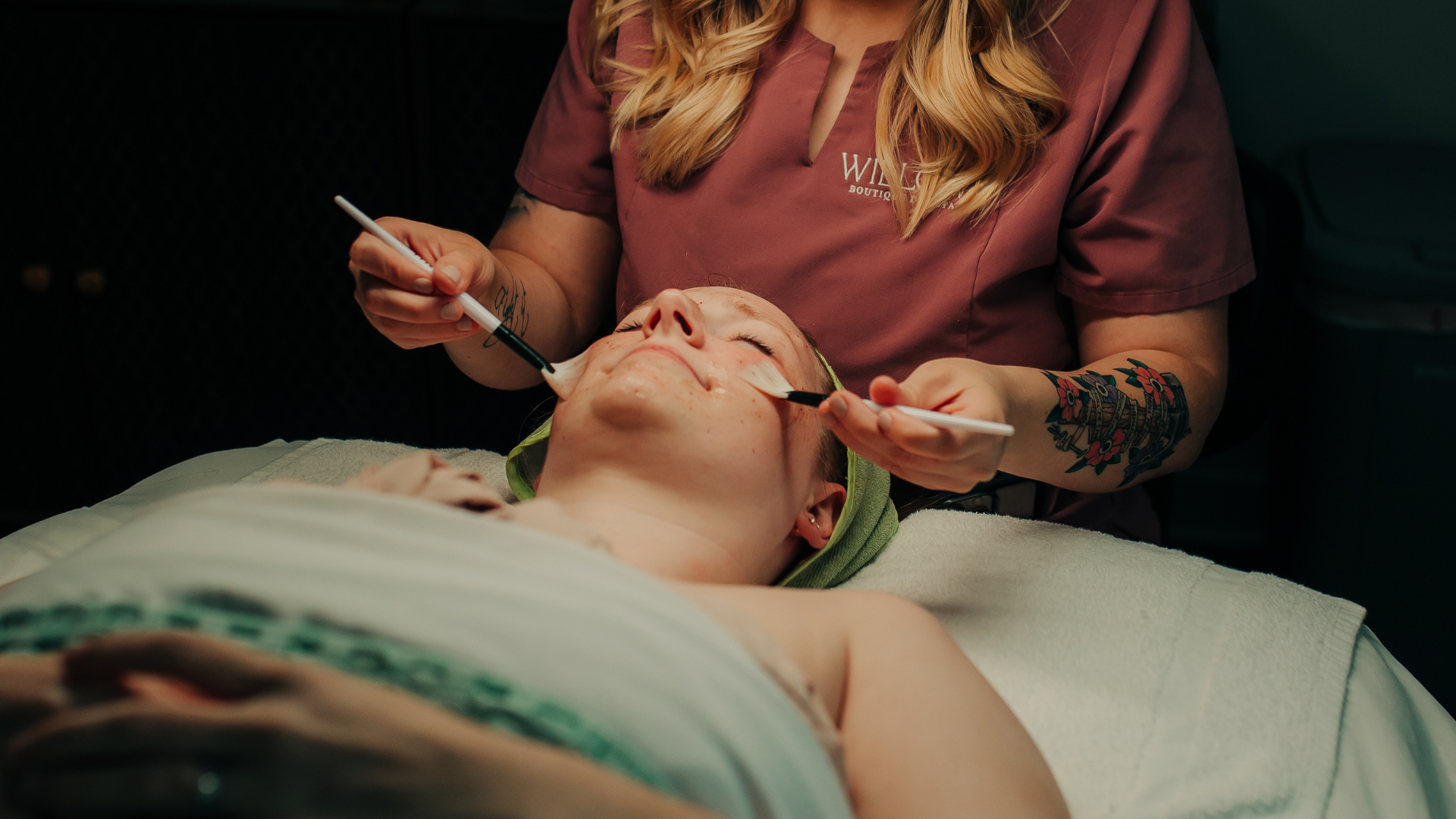 woman receiving a professional facial treatment