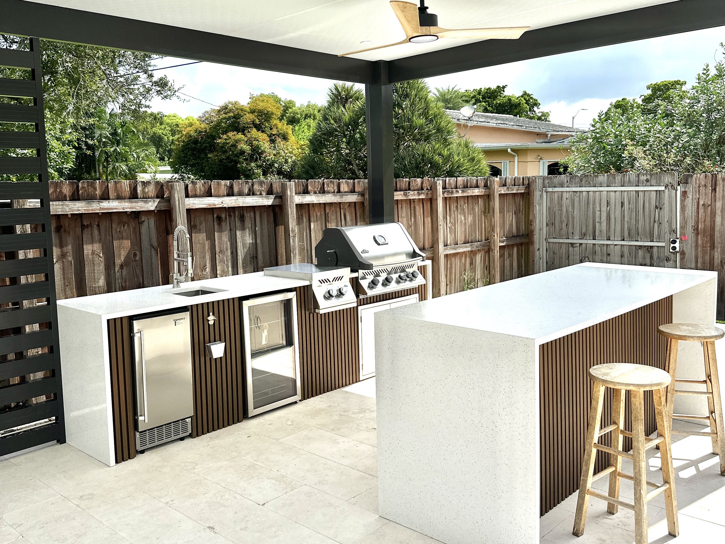 9 ft kitchen with 9ft water fall island