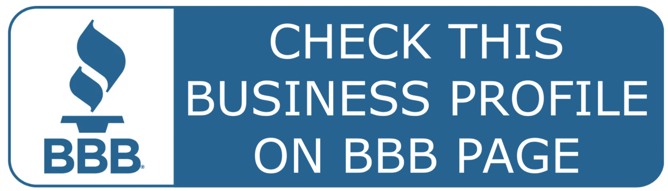 Blue and white banner with the BBB logo and the message "Check this business profile on BBB page."