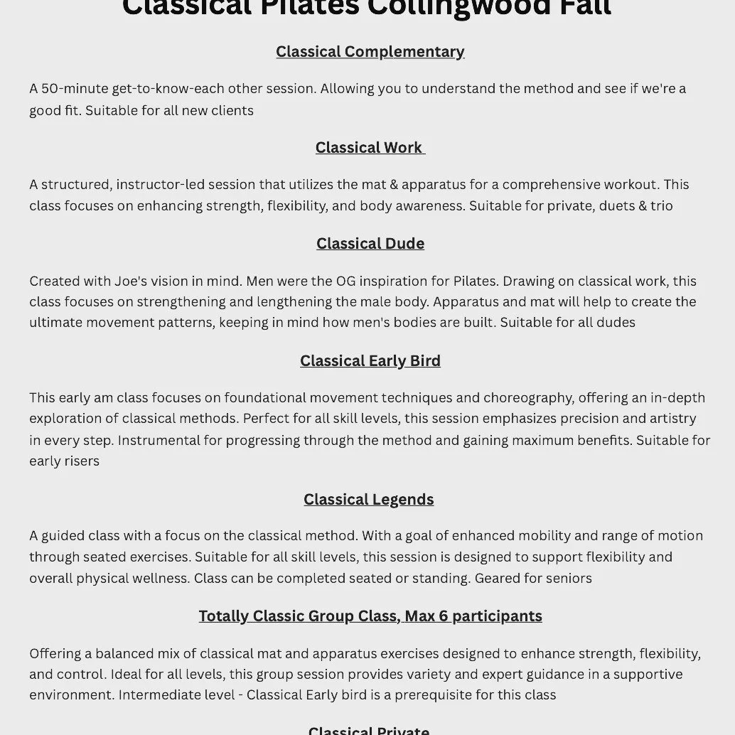 Come and check out the new offering @theschoolhousecollingwood or our farm
Classes start Sept 3rd 
Come on your own or bring a friend #pilatesisbetterwithbuddies
#classicalpilates #classicalpilateseducation #classicalpilatesapprentice #mindbodyconnec