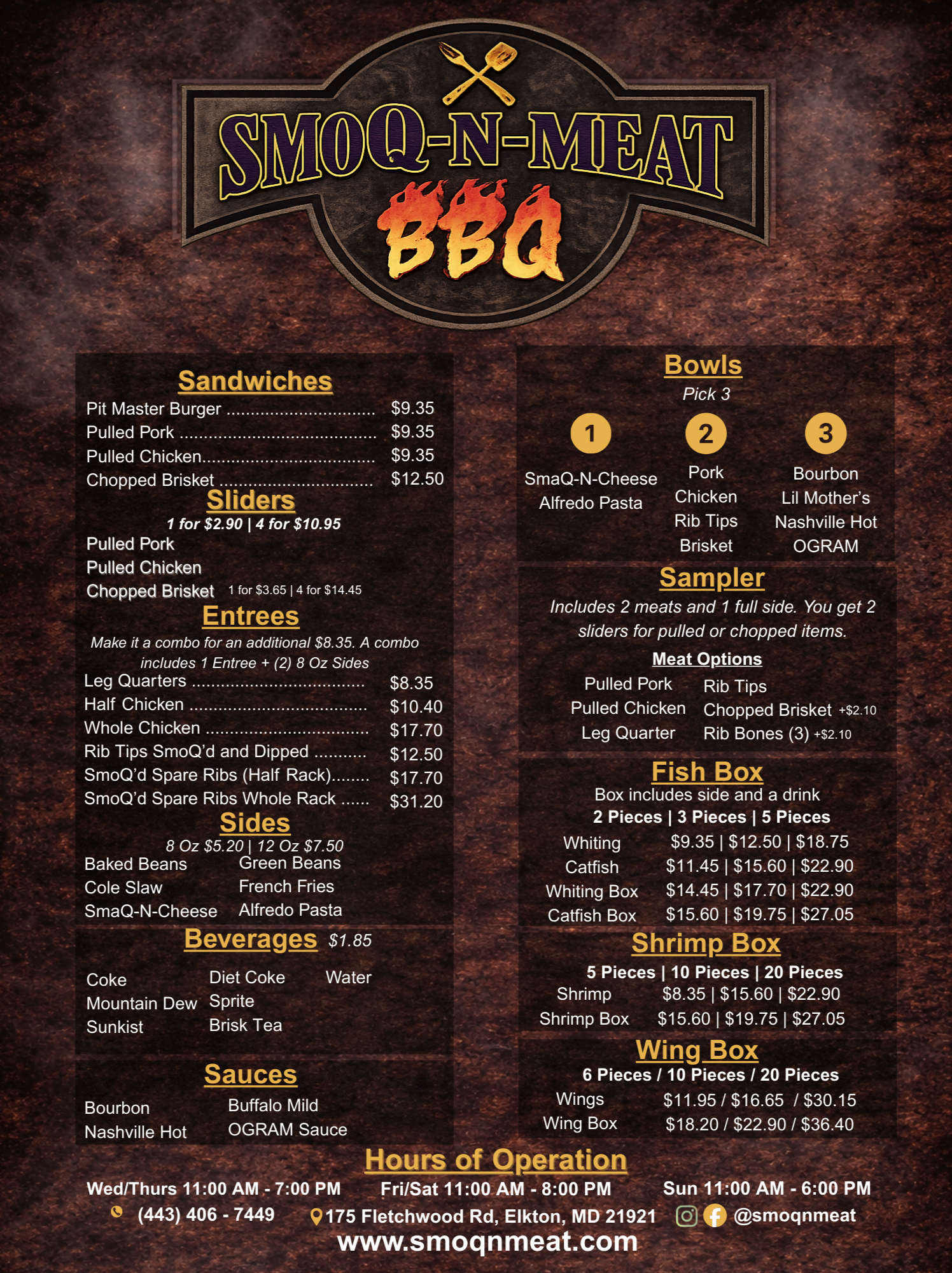 Menu | Order Now - Explore Our Menu — SMOQ-N-MEAT