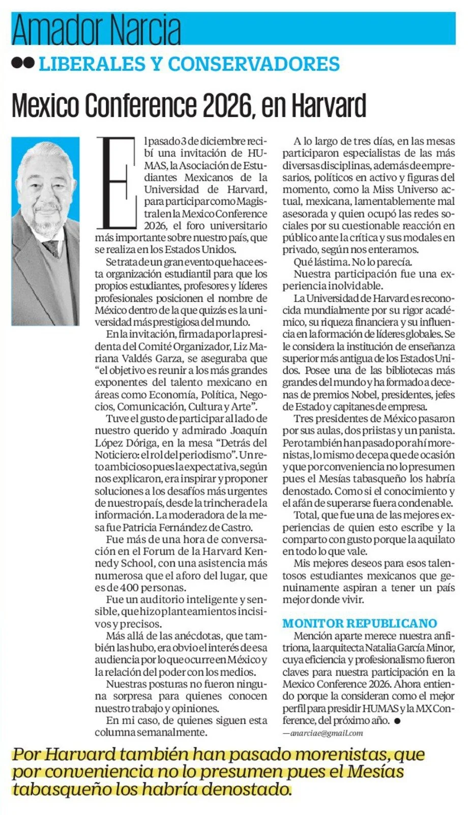 Amador Narcia: Mexico Conference 2026, en Harvard