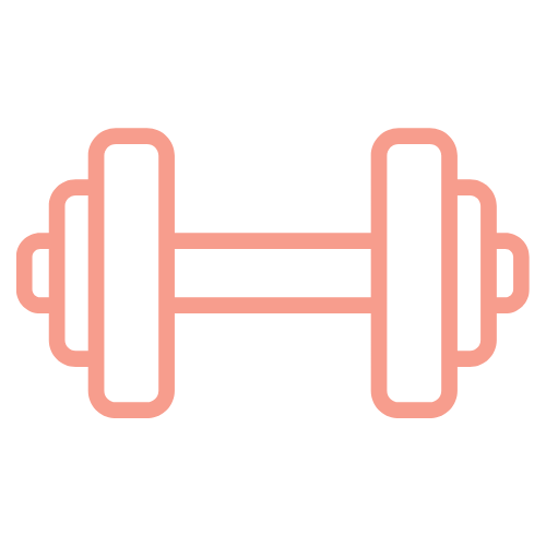 Outline of a dumbbell with two weights connected by a bar