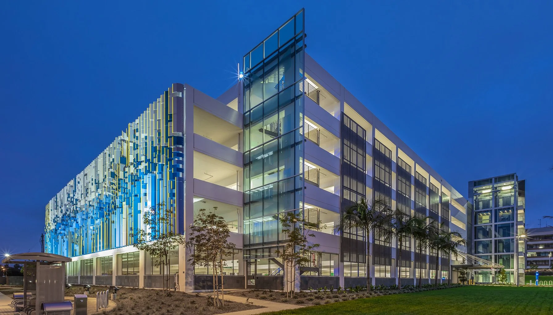 MLK Jr Community Hospital Parking at night Structure