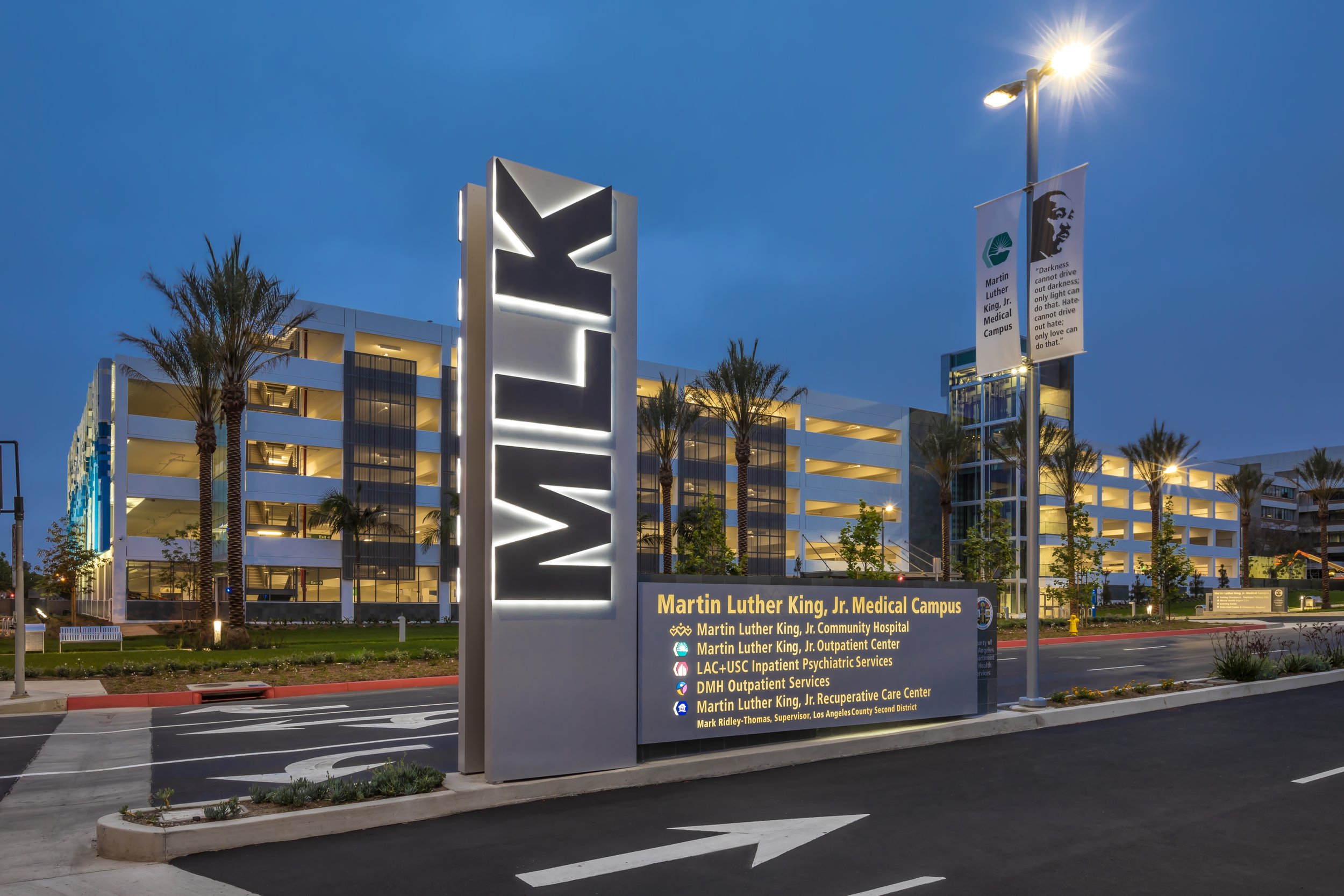 MLK Jr Community Hospital Parking Structure signage