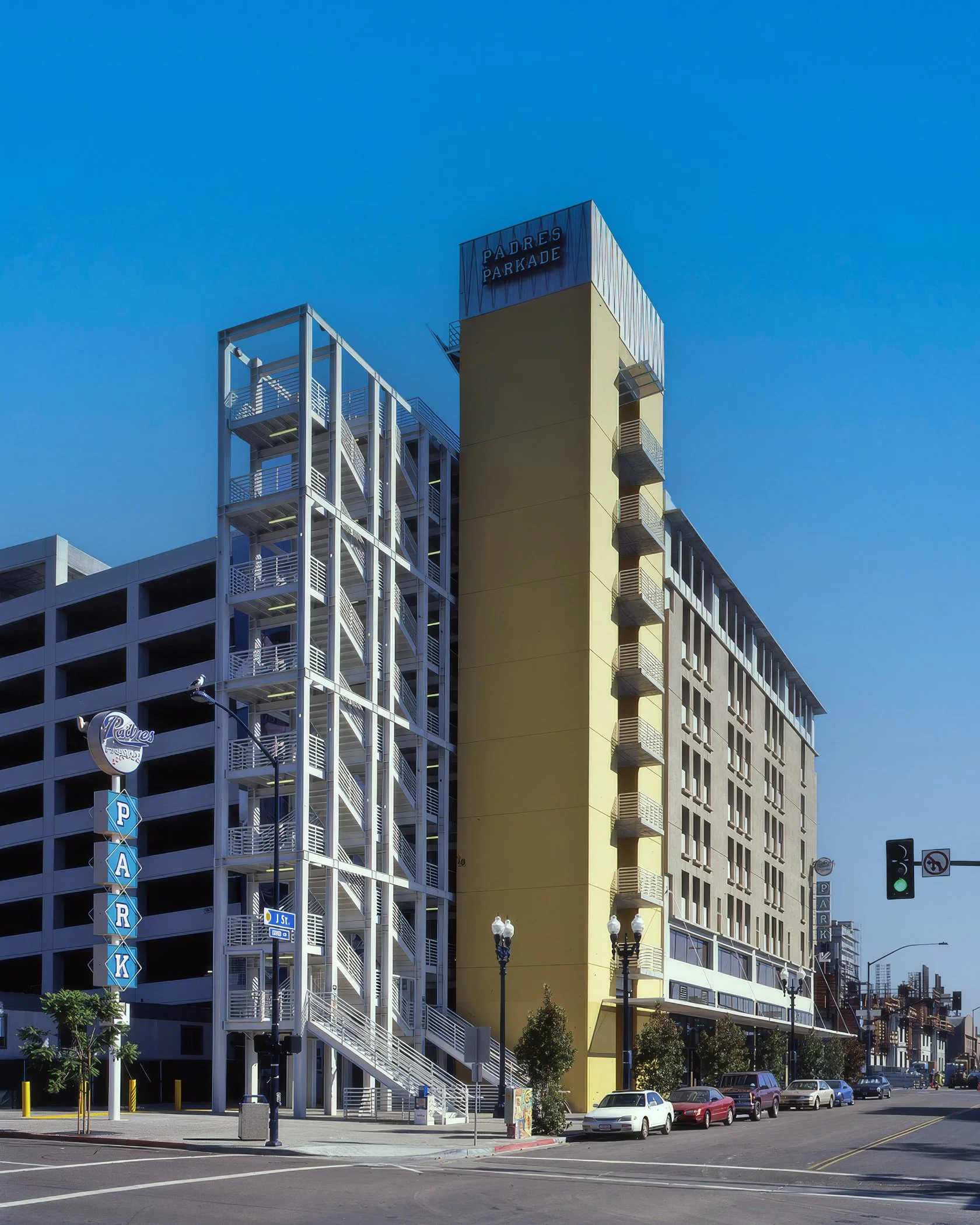Padres Parkade Parking Structure corner.