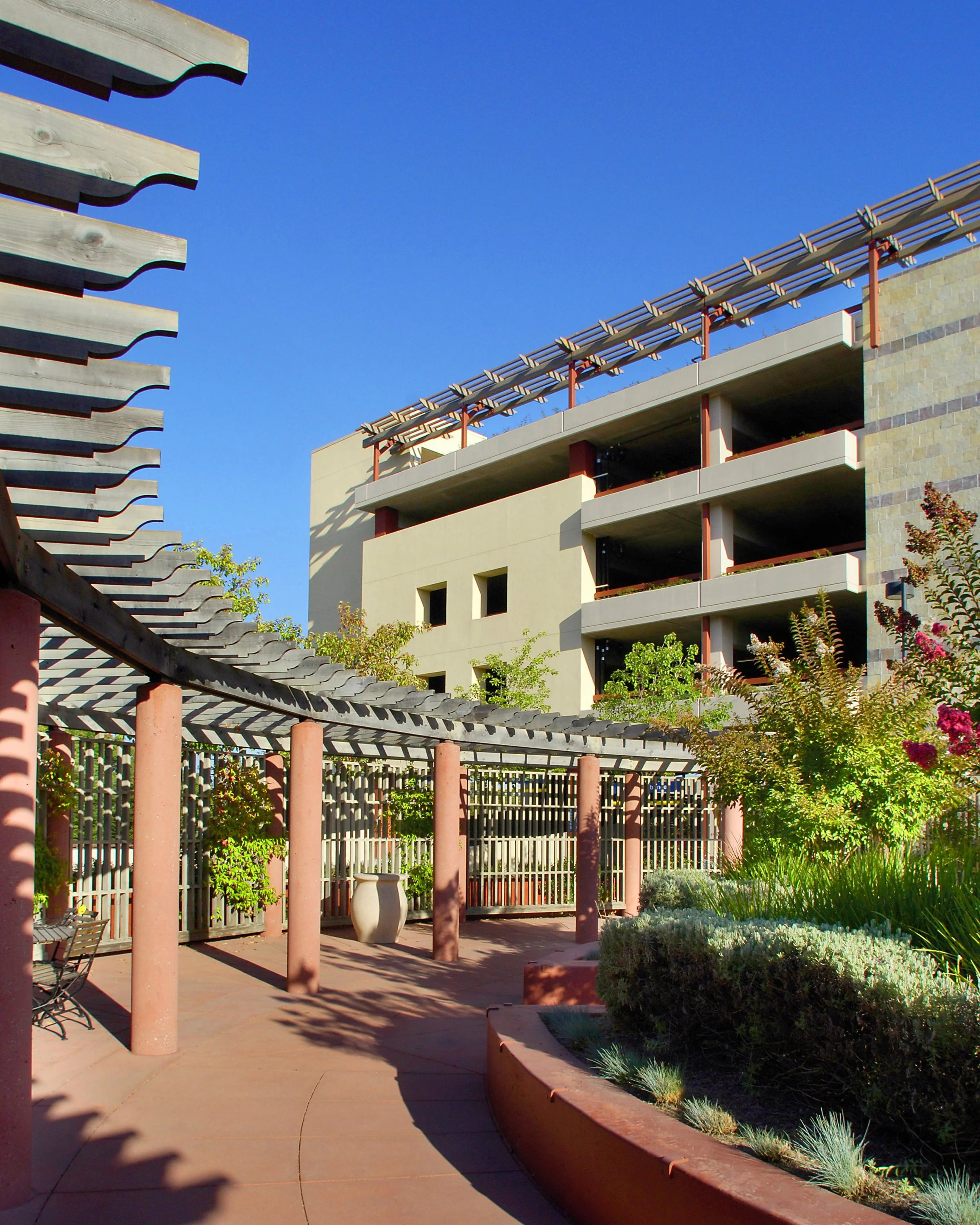 Palo Alto Center Parking Structure with trellis view