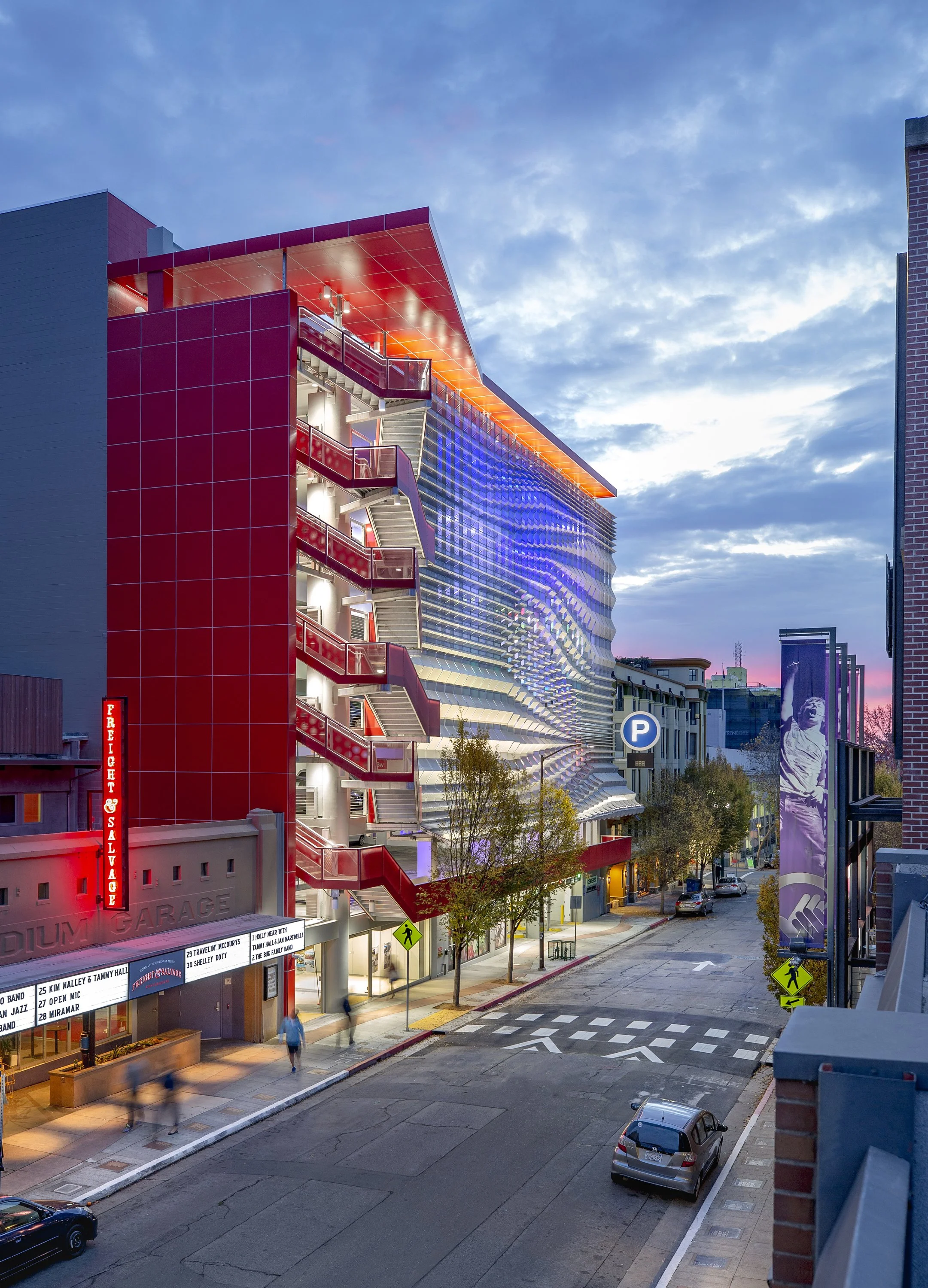 Berkeley Center Street Parking Structure red facade
