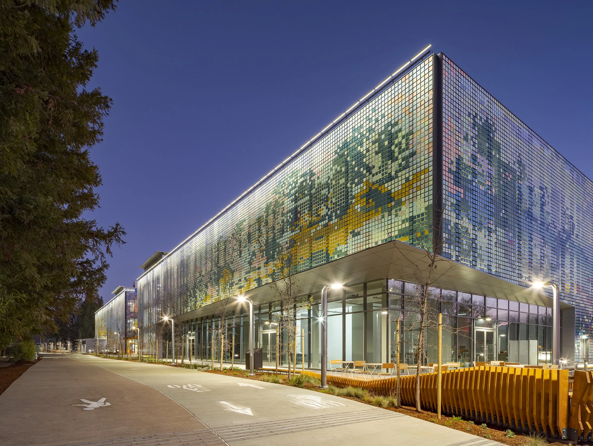 Google Alta Parking Garage night view